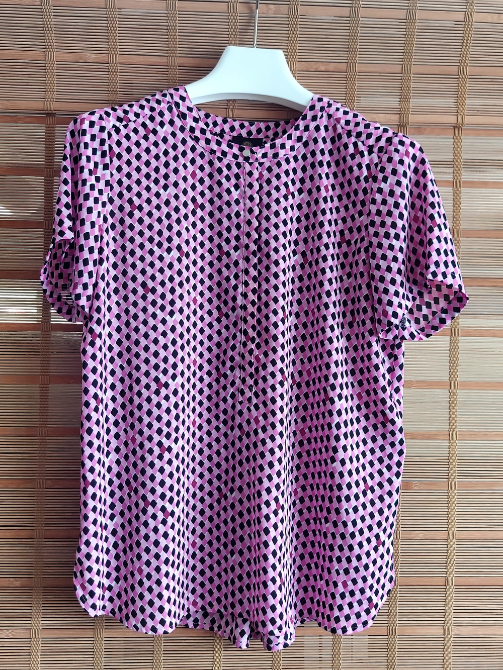 JM Collection Pink Short-Sleeve Geometric Print Shirt